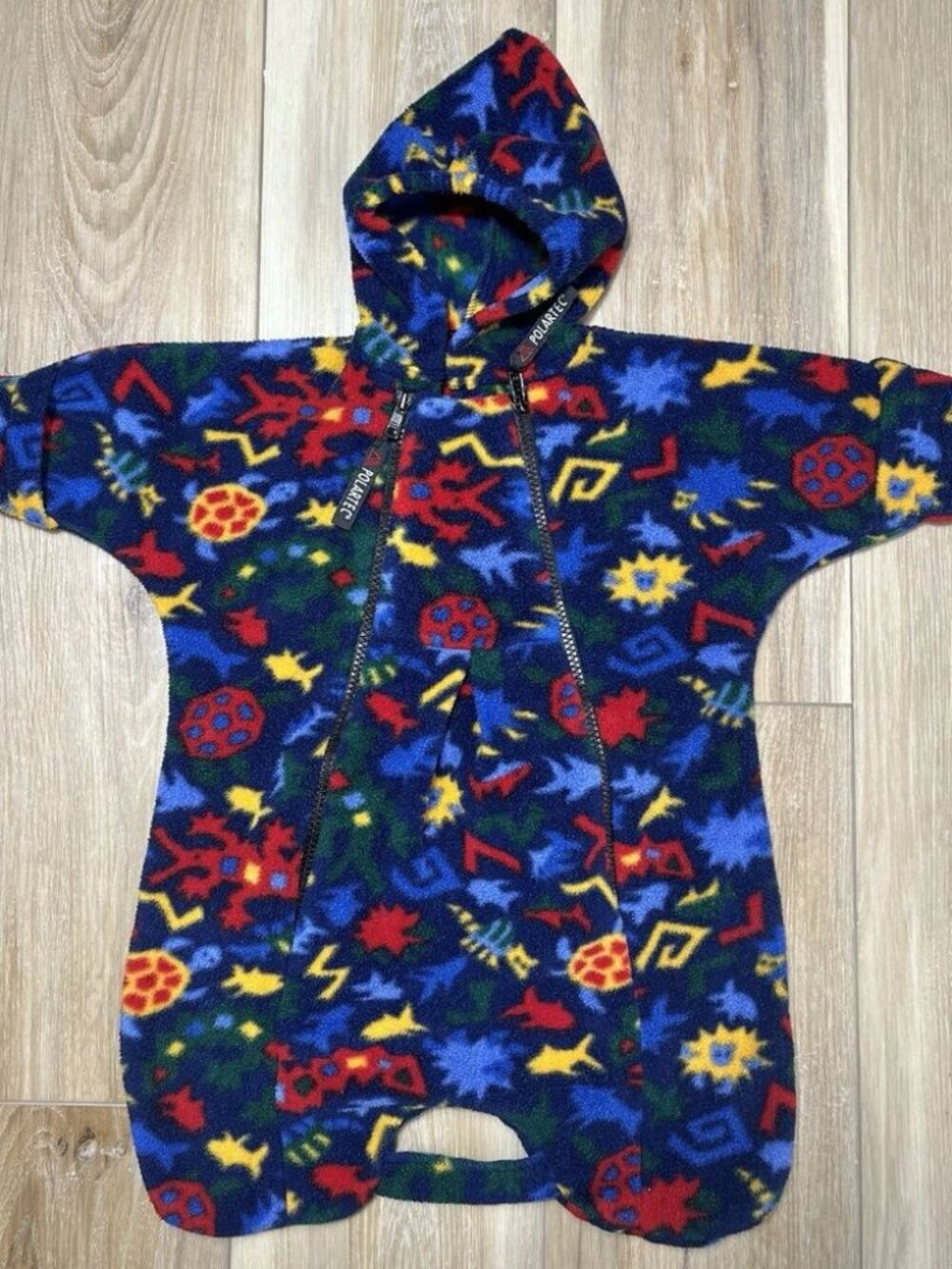 The Rugged Bear Polartec Blue Geometric Fleece Coverall - Size Newborn